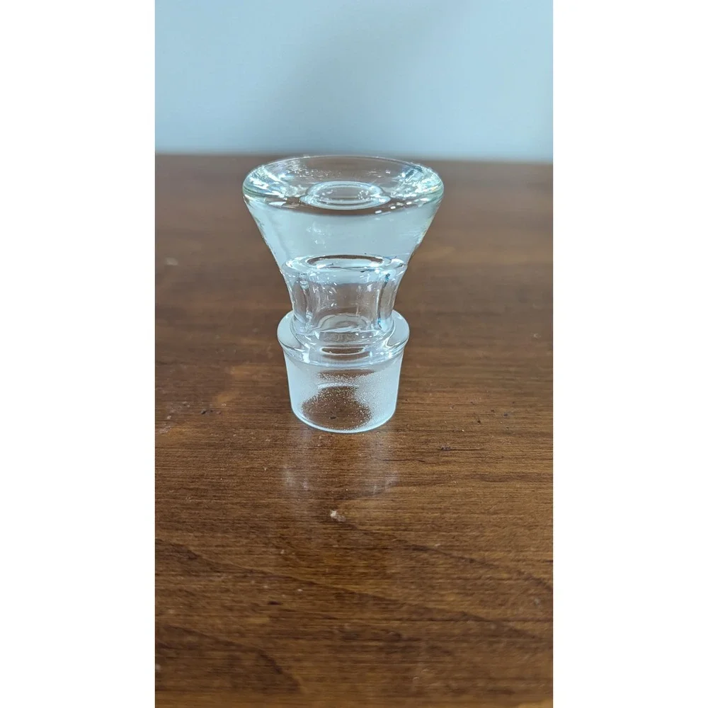 Vintage Clear Glass Vodka Decanter with Stopper Etched Gothic Font Barware